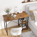 Engriy Writing Computer Desk 47", Home Office Study Desk with 2 Storage Shelves on Left or Right Side, Industrial Simple Style Wood Table Metal Frame for PC Laptop Notebook