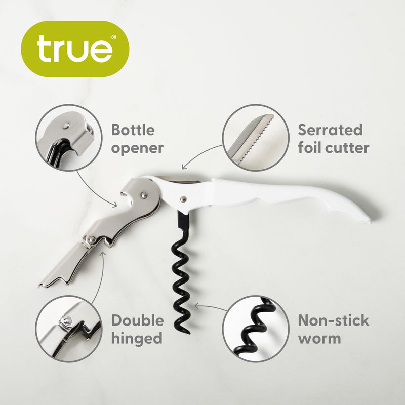 True TrueTap Double Hinged Waiter’s Corkscrew, Matte Black Bottle Opener with Foil Cutter, Wine Key