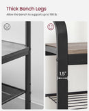 VASAGLE Coat Rack, Hall Tree with Shoe Bench for Entryway, Entryway Bench with Coat Rack, 4-in-1, with 9 Removable Hooks, a Hanging Rod, 13.3 x 28.3 x 72.1 Inches, Rustic Brown and Black UHSR40B