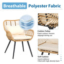 JOIVI 3 Piece Outdoor Wicker Furniture Bistro Set, Patio Rattan Conversation Set with Round Glass Top Coffee Side Table, Cushions and Lumbar Pillows for Porch, Backyard, Deck