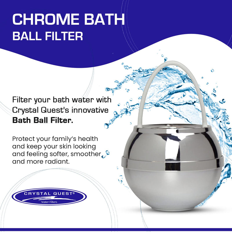 Crystal Quest White Bath Ball Filter | Removes Hundreds of Contaminants for Softer, Smoother Skin | BPA Free | 2,500 Gallons of Filtration