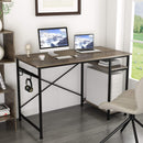 Engriy Writing Computer Desk 47", Home Office Study Desk with 2 Storage Shelves on Left or Right Side, Industrial Simple Style Wood Table Metal Frame for PC Laptop Notebook