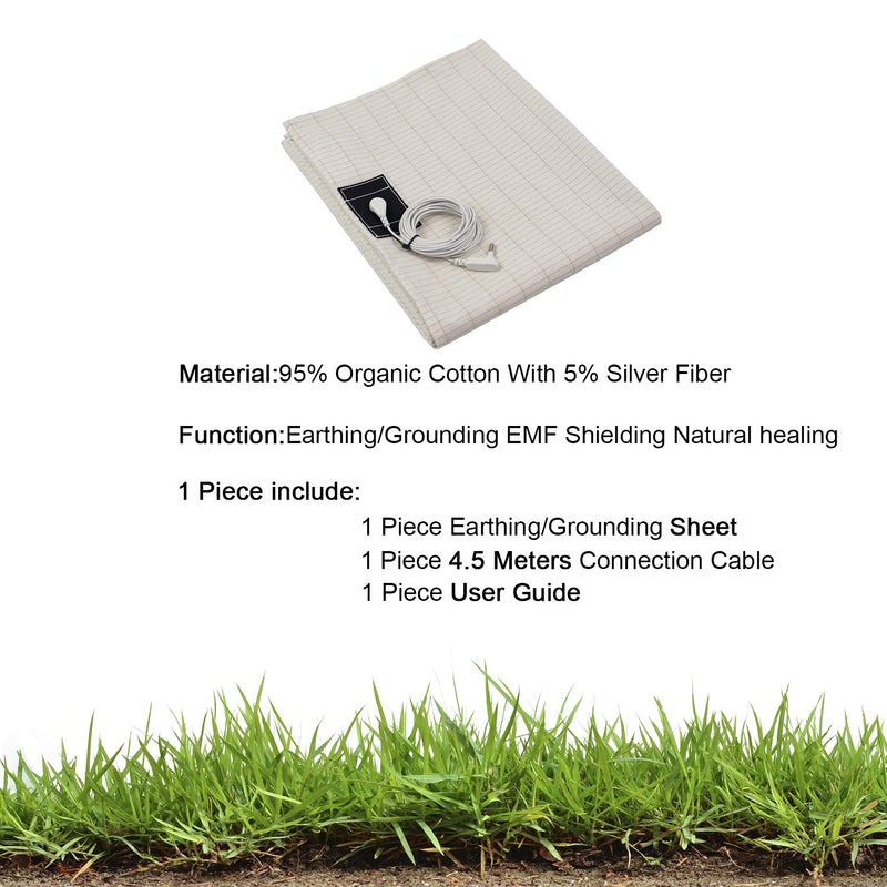 Grounding Sheet Full Organic with Connection Cord/Cable for Wellness Benefits Sleep (75 x 54 inch ，Original Color) Ground Earth Bed Flat Sheet