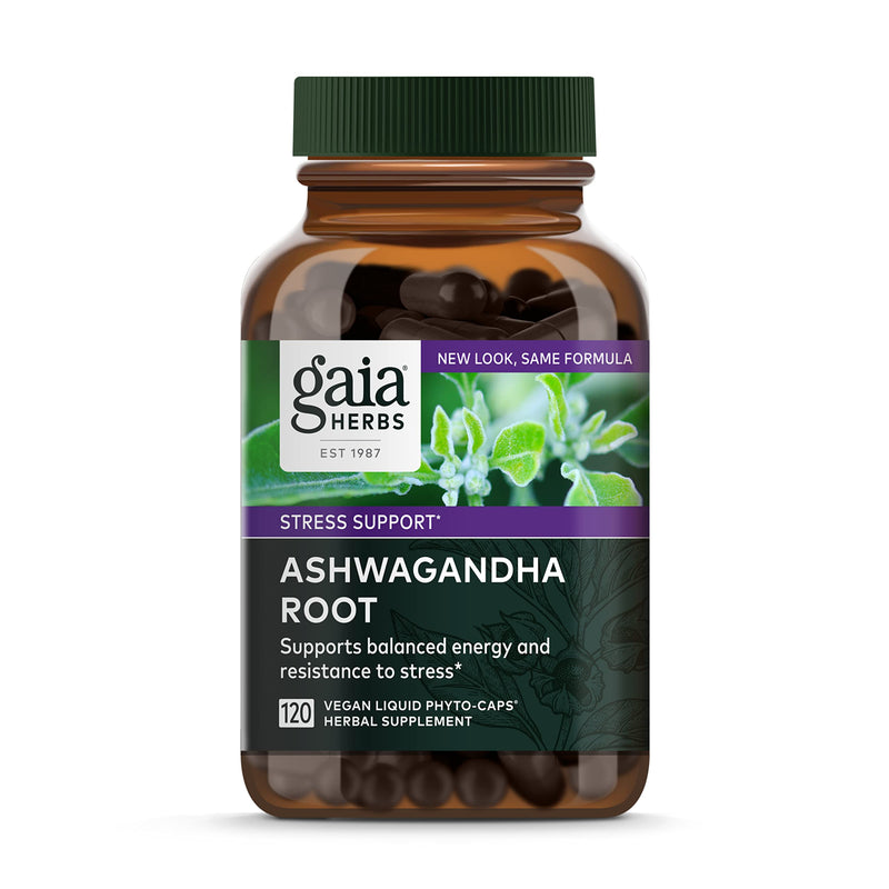 Gaia Herbs, Ashwagandha Root Vegan Liquid Phyto Capsules - Stress Relief, Immune Support Supplement, Balanced Energy Levels and Mood, 60-Count (Pack of 1)