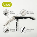 True TrueTap Double Hinged Waiter’s Corkscrew, Matte Black Bottle Opener with Foil Cutter, Wine Key
