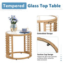 JOIVI 3 Piece Outdoor Wicker Furniture Bistro Set, Patio Rattan Conversation Set with Round Glass Top Coffee Side Table, Cushions and Lumbar Pillows for Porch, Backyard, Deck