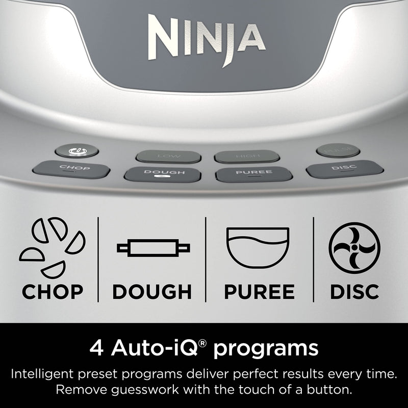 Ninja NF701 Professional XL Food Processor, 1200 Peak-Watts, 4-in-1, Chopping, Slicing/Shredding, Purees, Dough, 12-Cup Processor Bowl, 2 Blades & 2 Discs, Feed Chute/Pusher,Silver