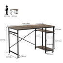 Engriy Writing Computer Desk 47", Home Office Study Desk with 2 Storage Shelves on Left or Right Side, Industrial Simple Style Wood Table Metal Frame for PC Laptop Notebook