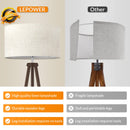 LEPOWER Wood Tripod Floor Lamp, Mid Century Standing Lamp for Living Room, Flaxen Lamp Shade, Modern Design Standing Lamp with E26 Lamp Base, Tall Floor Lamp for Bedroom, Study Room and Office