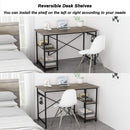 Engriy Writing Computer Desk 47", Home Office Study Desk with 2 Storage Shelves on Left or Right Side, Industrial Simple Style Wood Table Metal Frame for PC Laptop Notebook