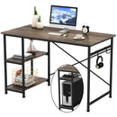 Engriy Writing Computer Desk 47", Home Office Study Desk with 2 Storage Shelves on Left or Right Side, Industrial Simple Style Wood Table Metal Frame for PC Laptop Notebook