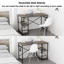 Engriy Writing Computer Desk 47", Home Office Study Desk with 2 Storage Shelves on Left or Right Side, Industrial Simple Style Wood Table Metal Frame for PC Laptop Notebook