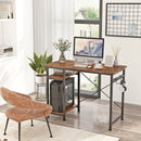 Engriy Writing Computer Desk 47", Home Office Study Desk with 2 Storage Shelves on Left or Right Side, Industrial Simple Style Wood Table Metal Frame for PC Laptop Notebook