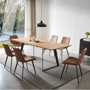 ZckyCine Modern mid-Century Dining Table Dining Table and Chairs for 6 Rectangular Wooden Dining Table Expandable Dining Table Space-Saving Multifunctional Dining Table (Table+6 Brown Chairs)