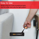 Power Gear Receptacle Tester, Standard 3-Wire, Circuit Analyzer, 110-125 VAC, 6 Visual LED Tests, ETL Listed – 50542 Gray