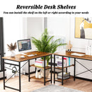 Engriy Writing Computer Desk 47", Home Office Study Desk with 2 Storage Shelves on Left or Right Side, Industrial Simple Style Wood Table Metal Frame for PC Laptop Notebook