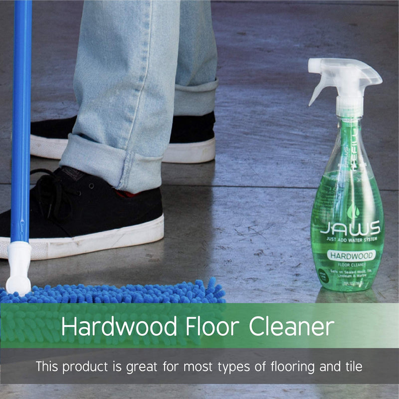 JAWS Hardwood Floor Cleaner Bottle with 2 Refill Pods. Refillable Cleaning Supplies.