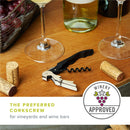 True TrueTap Double Hinged Waiter’s Corkscrew, Matte Black Bottle Opener with Foil Cutter, Wine Key