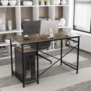 Engriy Writing Computer Desk 47", Home Office Study Desk with 2 Storage Shelves on Left or Right Side, Industrial Simple Style Wood Table Metal Frame for PC Laptop Notebook