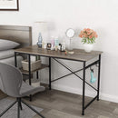 Engriy Writing Computer Desk 47", Home Office Study Desk with 2 Storage Shelves on Left or Right Side, Industrial Simple Style Wood Table Metal Frame for PC Laptop Notebook