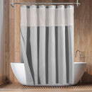 Hotel Style Cotton Shower Curtain with Snap-in Fabric Liner, Mesh Window Top, Honeycomb Waffle Weave Cotton Blend Fabric, Washable, White, 72x72 Inches
