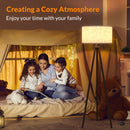 LEPOWER Wood Tripod Floor Lamp, Mid Century Standing Lamp for Living Room, Flaxen Lamp Shade, Modern Design Standing Lamp with E26 Lamp Base, Tall Floor Lamp for Bedroom, Study Room and Office