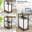 Engriy Writing Computer Desk 47", Home Office Study Desk with 2 Storage Shelves on Left or Right Side, Industrial Simple Style Wood Table Metal Frame for PC Laptop Notebook