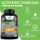 Activated Charcoal Capsules - 1,200 mg Highly Absorbent Helps Alleviate Gas & Bloating Promotes Natural detoxification Derived from Coconut Shells - per Serving - 100 Vegan Capsules