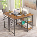 Engriy Writing Computer Desk 47", Home Office Study Desk with 2 Storage Shelves on Left or Right Side, Industrial Simple Style Wood Table Metal Frame for PC Laptop Notebook