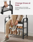 VASAGLE Coat Rack, Hall Tree with Shoe Bench for Entryway, Entryway Bench with Coat Rack, 4-in-1, with 9 Removable Hooks, a Hanging Rod, 13.3 x 28.3 x 72.1 Inches, Rustic Brown and Black UHSR40B