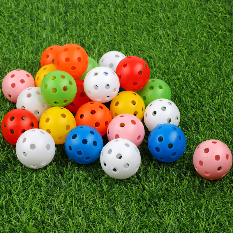 Joyberg Practice Golf Balls 24 Pack, 42mm Plastic Golf Balls, Practice Golf Balls for Backyard, Training Golf Balls for Swing Practice (Multicolor)