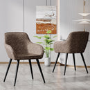 annjoe Faux Leather Accent Arm Chairs for Living Room Leisures/ Upholstered Chair with Metal Legs Set of 2 for Home Kitchen Office Bistro Cafe, Brown